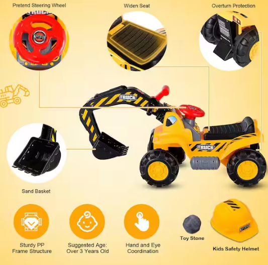 7.28 in. 3-Years Old Kids Toddler Ride On Car Truck