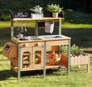 Wooden Outdoor Playhouse with Removable Sink