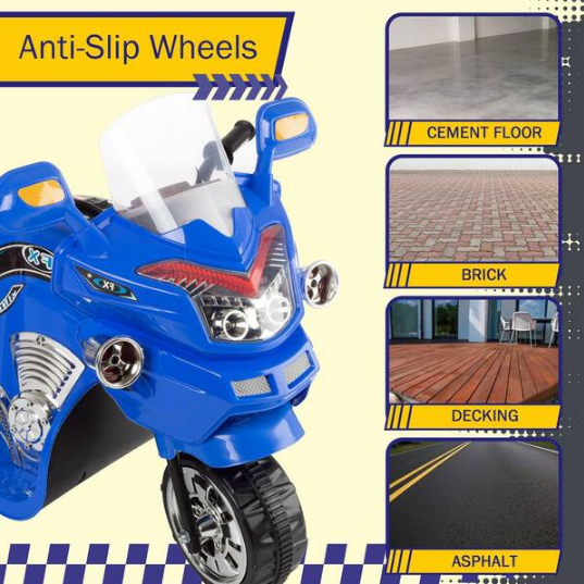 3-Wheel Ride on Toy with Reverse, Sounds, and Headlights