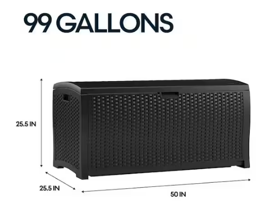 99 Gal. Weather Resistant Plastic Resin Deck Box