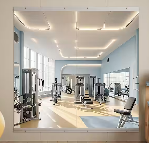 2-Pieces 30 in. W x 58 in. H Rectangle Frameless Gym Mirror