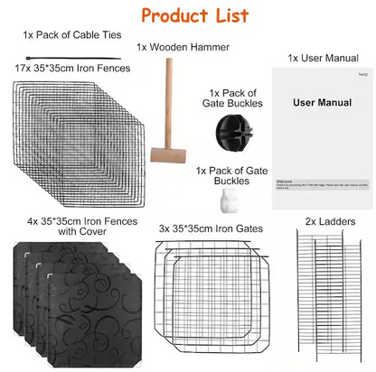 Large 3 Tier Cat Metal Fence Detachable Crate Kennel