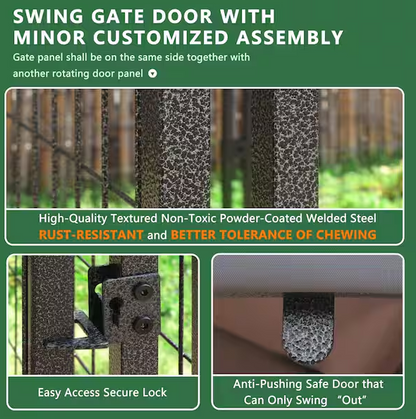 Outdoor Dog Kennel Fence with Rotating Feeding Door