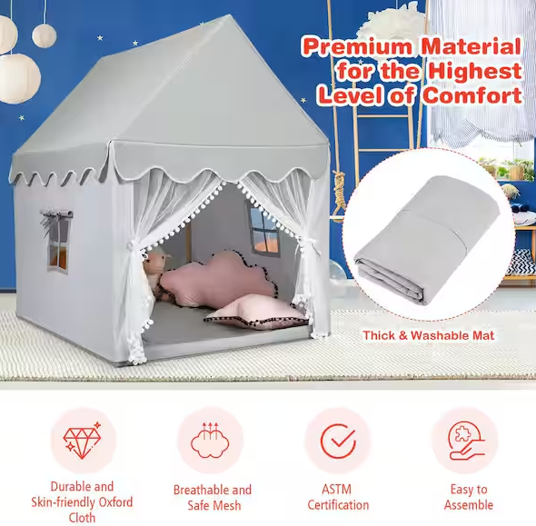 Kids Play Tent Large Playhouse with Mat