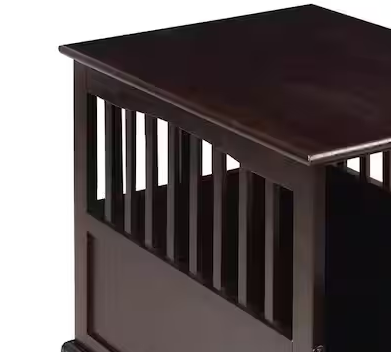 Small Espresso Pet Crate End Table with Gate