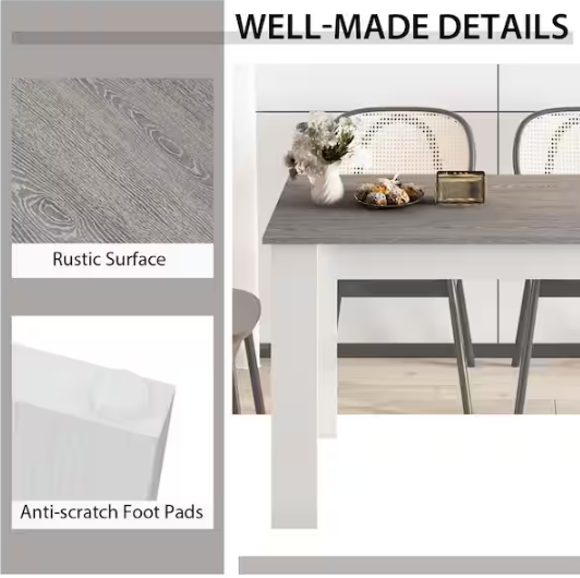 5 PCS Wood Top Bar Table Set Modern Dining Set Rectangle Table