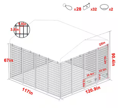 Outdoor Large Dog Kennel Pet Playpen with Rotating Feeding Door