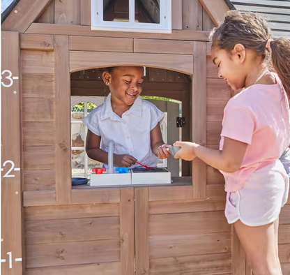 Outdoor Wood Playhouse with Kitchen