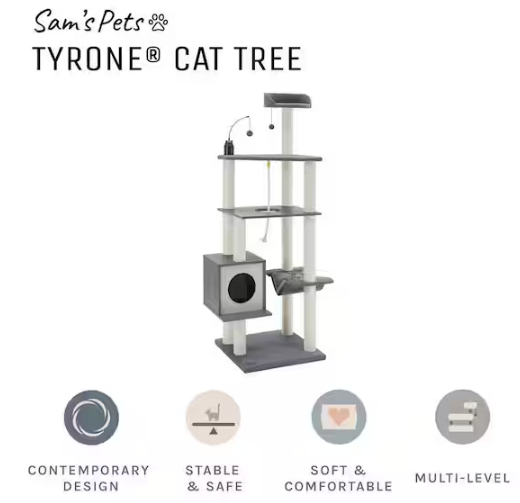 Tyrone 70.5 in. Gray Cat Tree