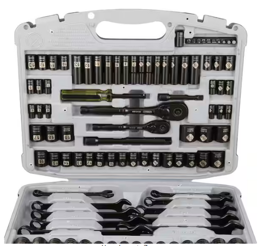 1/4 in. & 3/8 in. Drive Black Chrome Laser Etched SAE & Metric Mechanics Tool Set