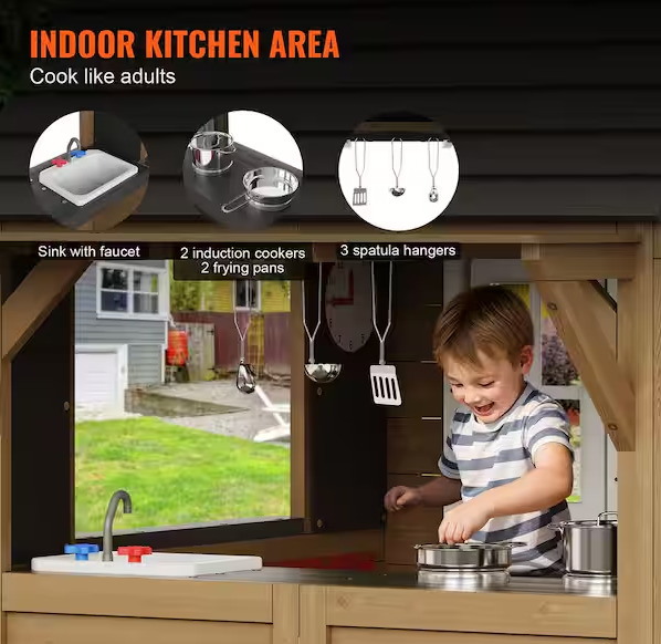 Country Style Cedar Playhouse, Gray