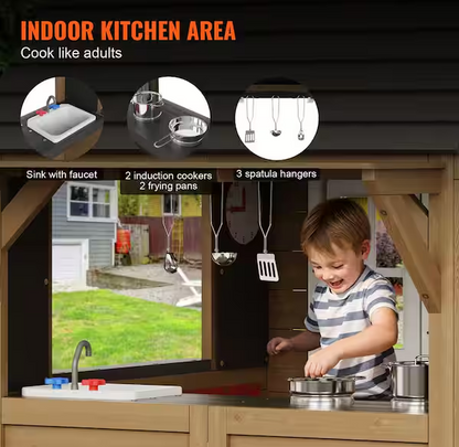 Country Style Cedar Playhouse, Gray