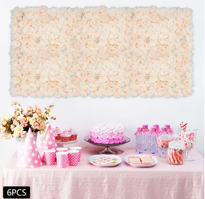 Artificial Floral Wall Panel Silk Rose Backdrop Decor