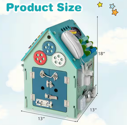 Wooden Busy House Montessori Toy with Sensory Games