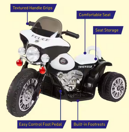 3-Wheel Battery Powered Ride on Toy Motorcycle Police Chopper