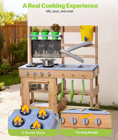 Wood Outdoor Play Kitchens with Stoves