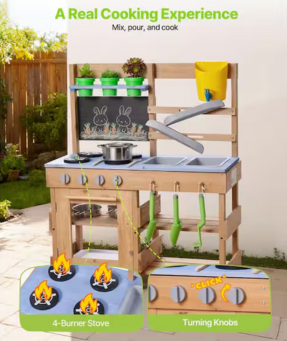 Wood Outdoor Play Kitchens with Stoves