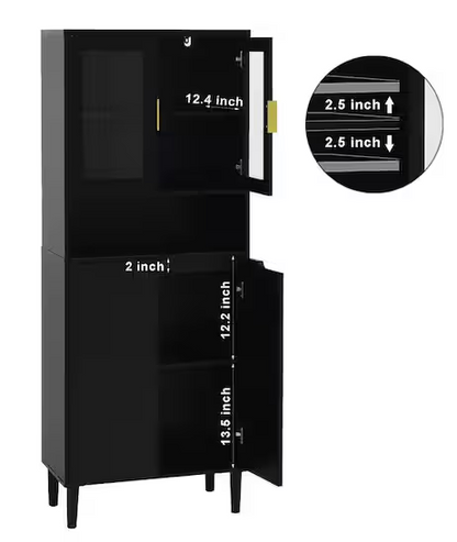 Accent Storage Cabinet with Adjustable Shelves and Glass Door