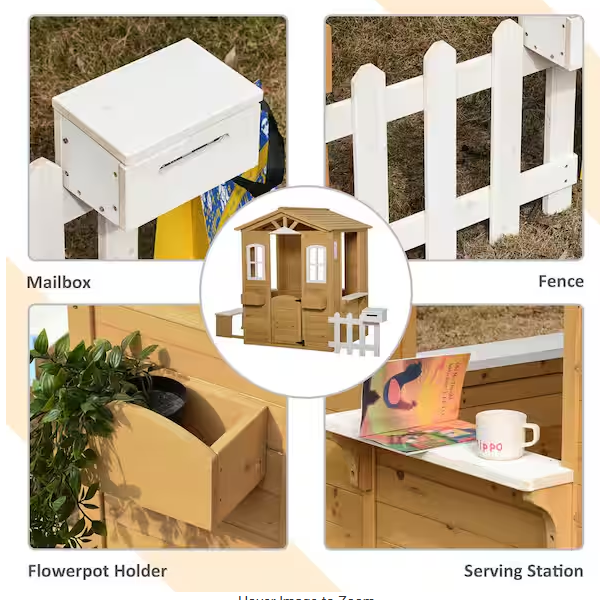 Outdoor Wood Playhouse with Working Doors