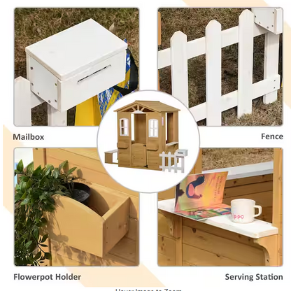 Outdoor Wood Playhouse with Working Doors
