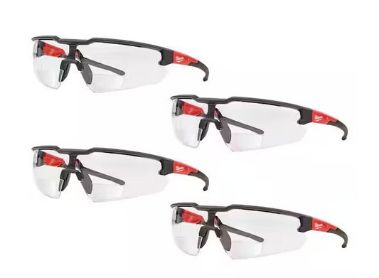 +1.50 Bifocal Safety Glasses Magnified Anti-Scratch Lenses (4-Pack)
