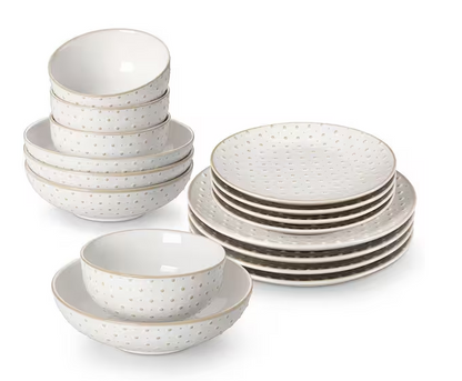 16-Piece White Stoneware Dinnerware Set