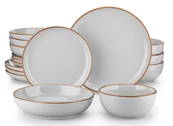16-Piece Gray Stoneware Dinnerware Set