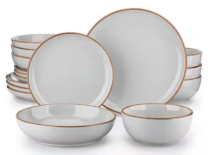 16-Piece Gray Stoneware Dinnerware Set