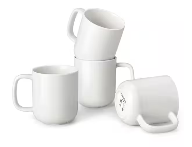 16 oz. Ivory White Porcelain Mugs (Set of 4)