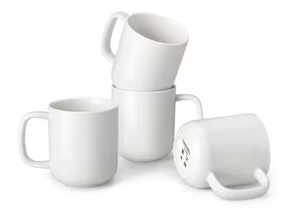 16 oz. Ivory White Porcelain Mugs (Set of 4)