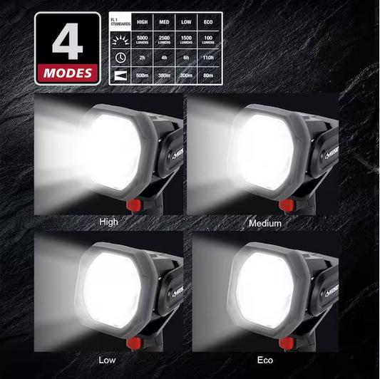 5000 Lumen Hybrid Power Swivel Rechargeable Spotlight