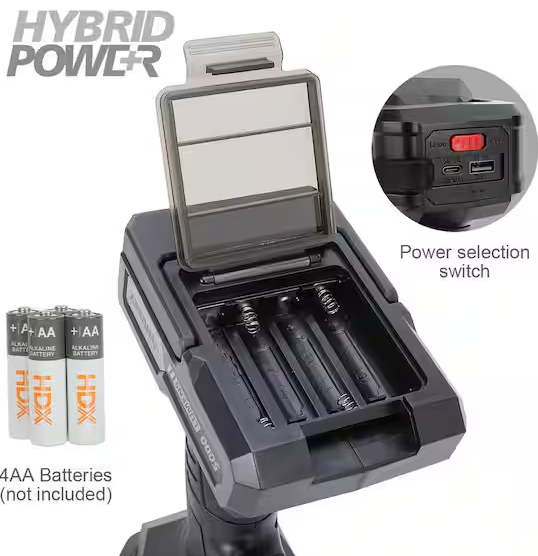 5000 Lumen Hybrid Power Swivel Rechargeable Spotlight