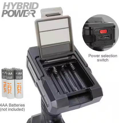 5000 Lumen Hybrid Power Swivel Rechargeable Spotlight