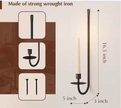 Set of 4 Black Metal Wall Candle Holders