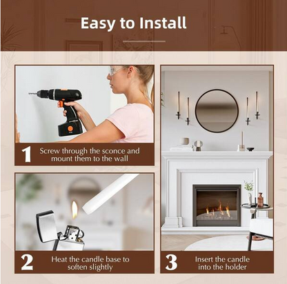 Set of 4 Black Metal Wall Candle Holders