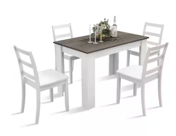 5 PCS Wood Top Bar Table Set Modern Dining Set Rectangle Table
