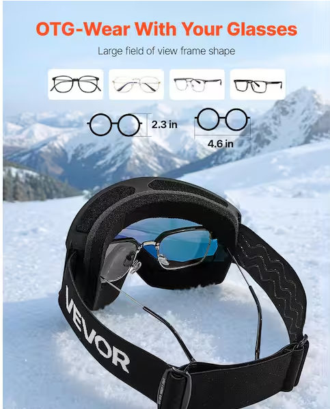 Cylindrical Orange Revo Lens OTG Anti-Fog Snow Goggles