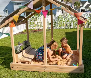 Outdoor Wooden Sandbox Playhouse