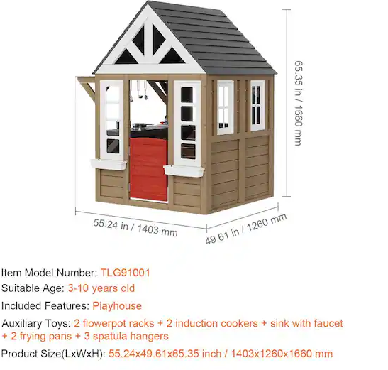 Country Style Cedar Playhouse, Gray