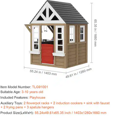 Country Style Cedar Playhouse, Gray