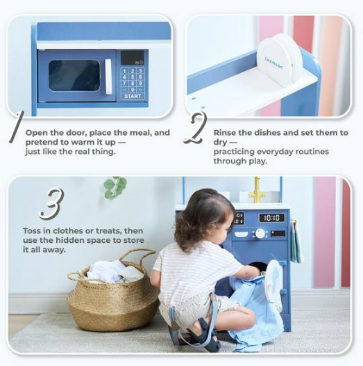 Little Chef Lake Tahoe Blue Wooden Play Kitchen