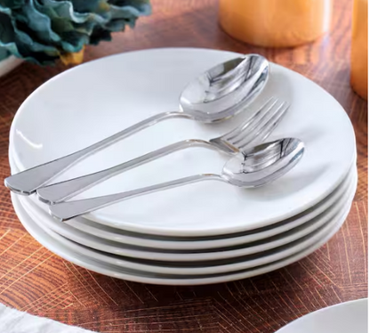 12-Piece Round Porcelain Salad Plate Set in White