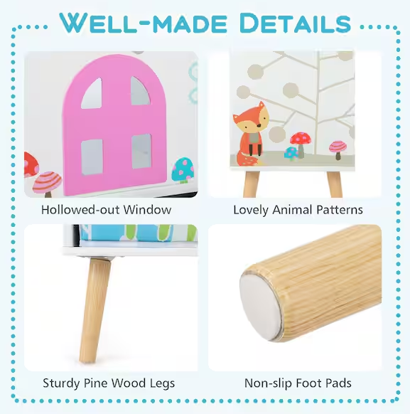 24.5 in. Wide White Finish 2 Shelf Kids Bookcase