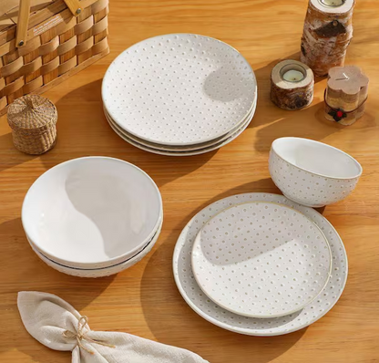 16-Piece White Stoneware Dinnerware Set
