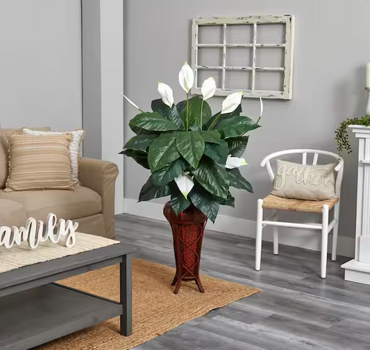 57 in. Artificial H Green Spathyfillium with Stand Silk Plant