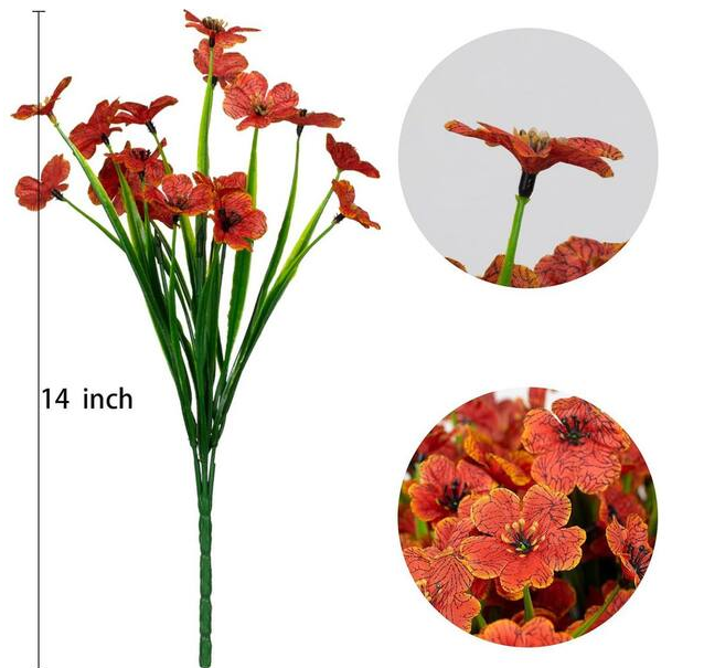 14 in. Orange Artificial Boxwood Flowers