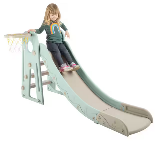 Toddler Slide with Basketball Hoop, Blue