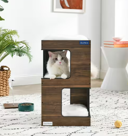 23.5 in. Escher Cat Tree in Dark Walnut