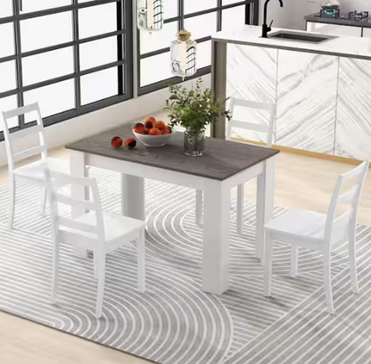 5 PCS Wood Top Bar Table Set Modern Dining Set Rectangle Table