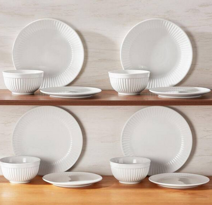 12-Piece White Porcelain Dinnerware Set